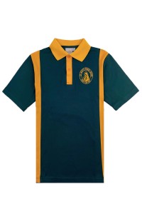 Order green short-sleeved Polo shirt with color contrast shirt side primary and secondary school uniform design custom POLO style sports school uniform school uniform store school uniform company SU176